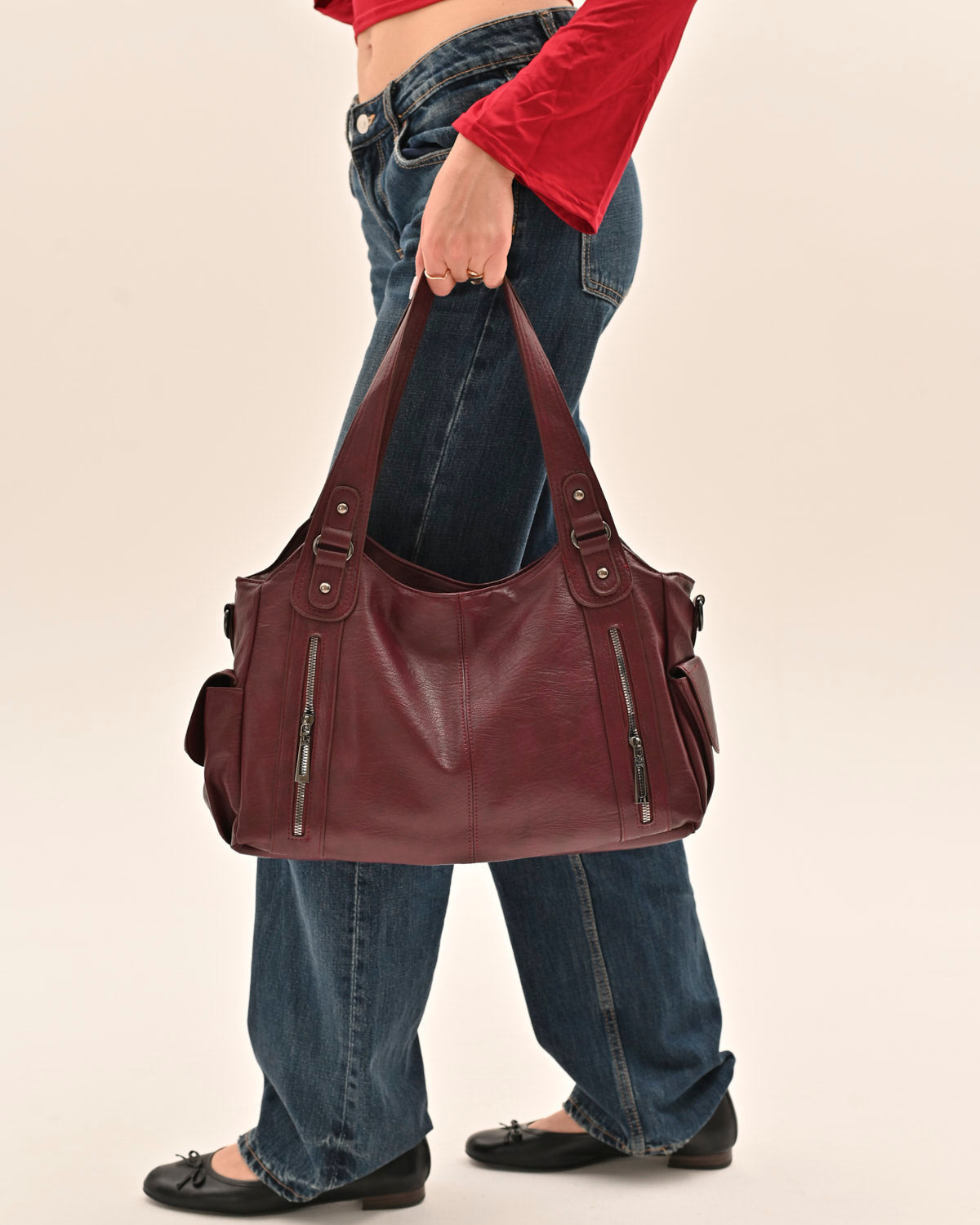 VINTAGE CITY BAG - BURGUNDY