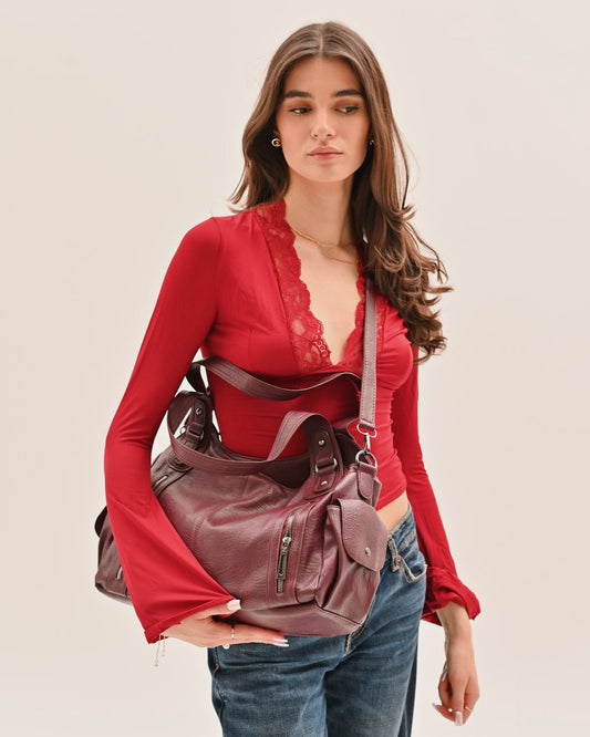 VINTAGE CITY BAG - BURGUNDY